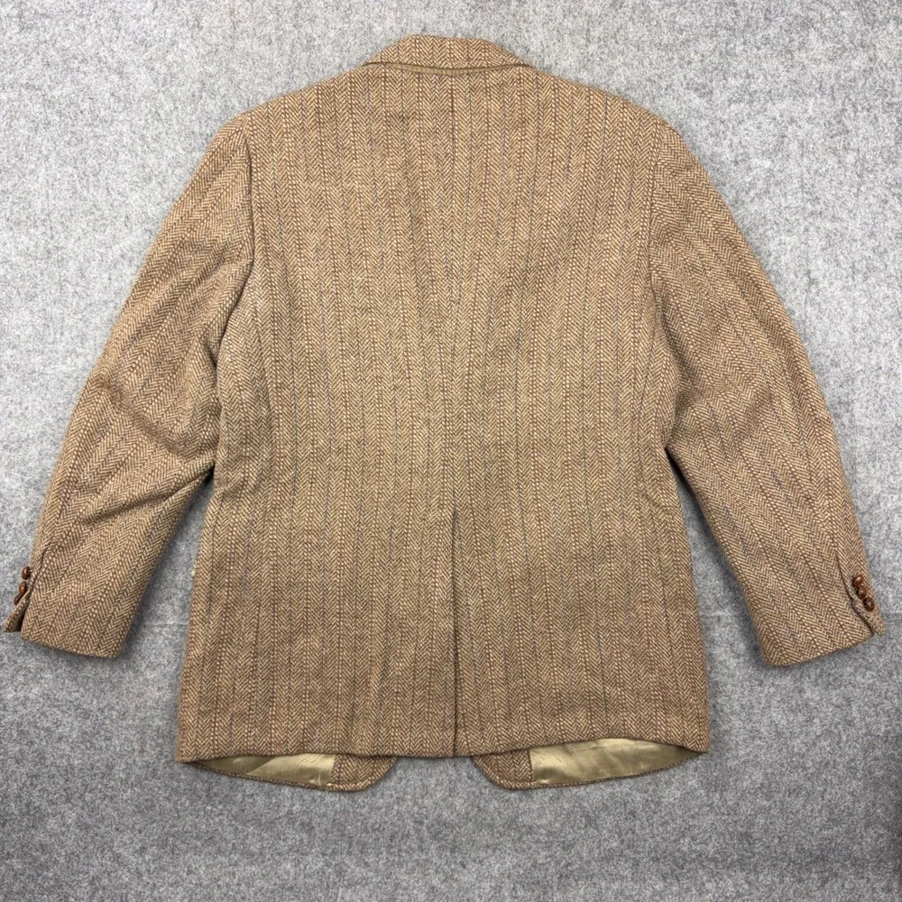 VTG Stanley Blacker Blazer Mens 40 Brown Herringbone Tweed Wool Sport Coat 80s